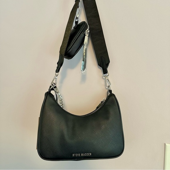 Brand New Steve Madden BVITAL-S BLACK Purse Safiano Leather - Picture 4 of 14